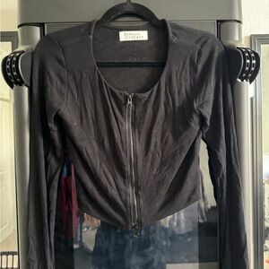Parallel Apparel Black Zip-Up Crop Top